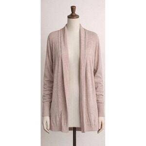LOFT Womens Pink Open Front Shawl Collar Knit Cardigan Sweater Size S Heathered